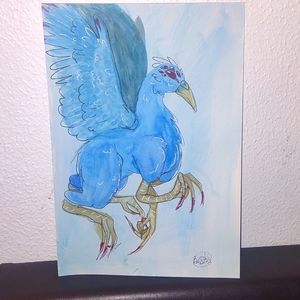 7x11in Watercolor painting of a Bird like creature